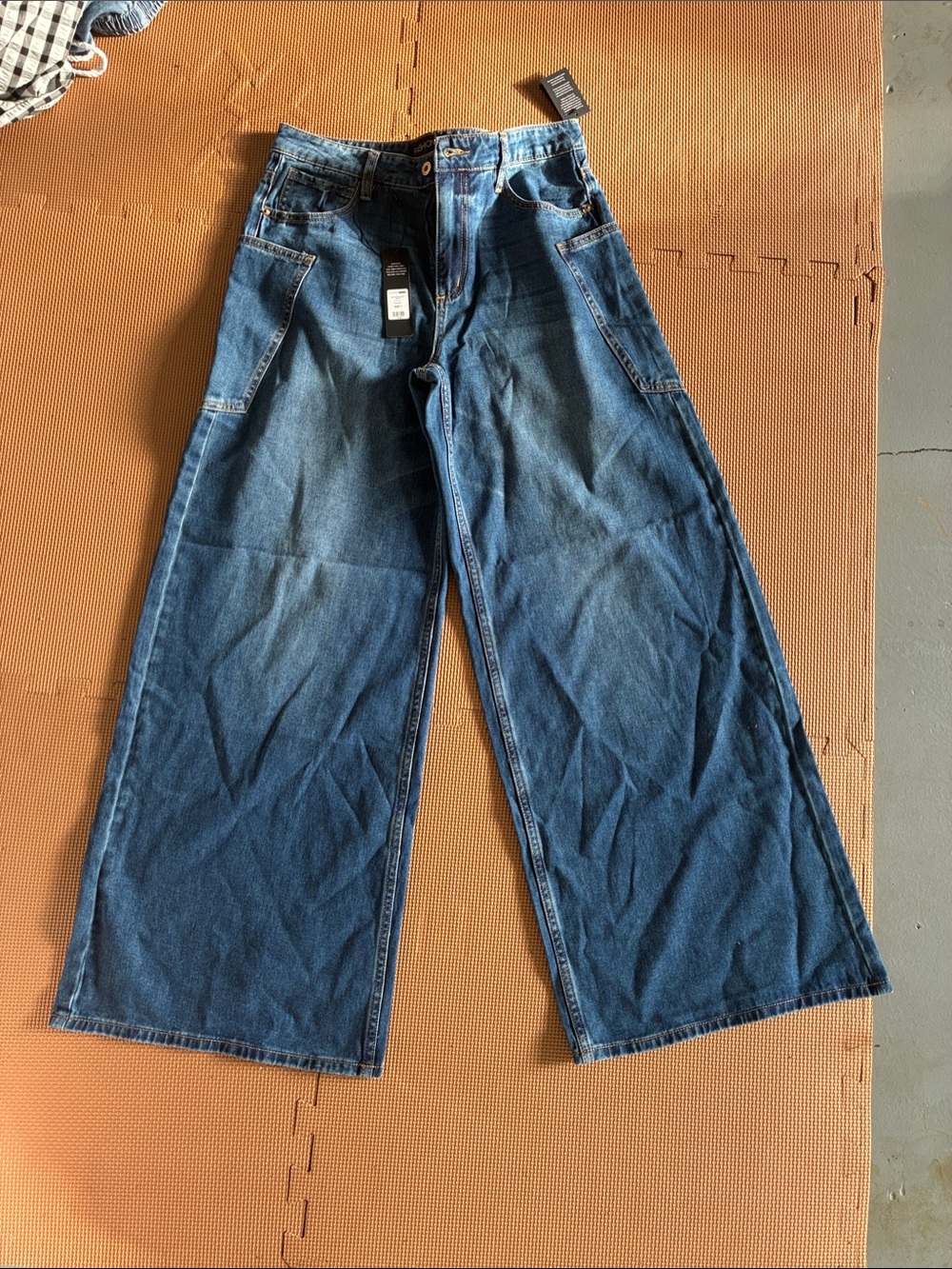 Fashion Nova Bootcut Wide-Leg Jeans - Dark Blue Denim